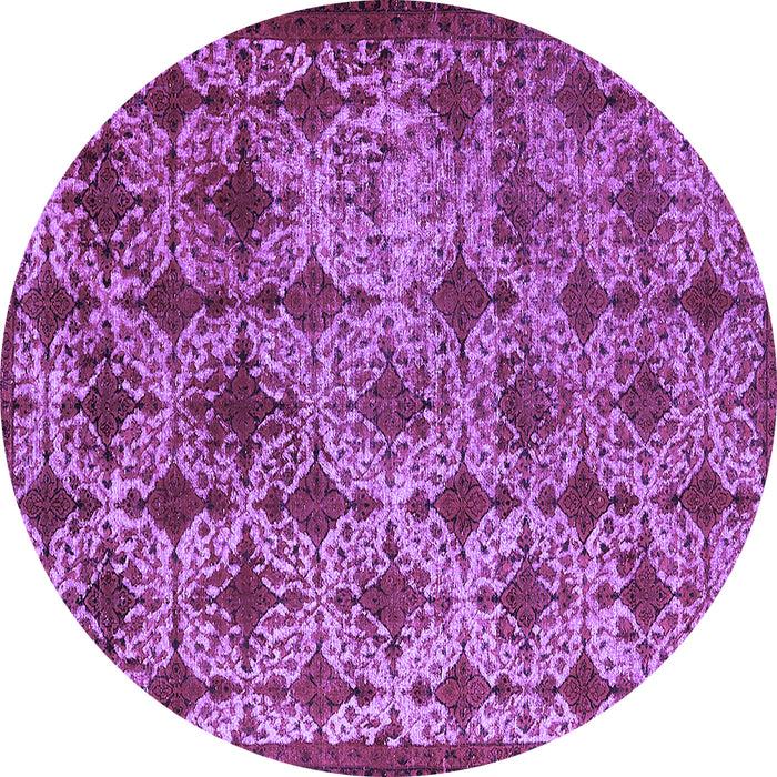 Round Machine Washable Oriental Purple Industrial Area Rugs, wshurb3248pur