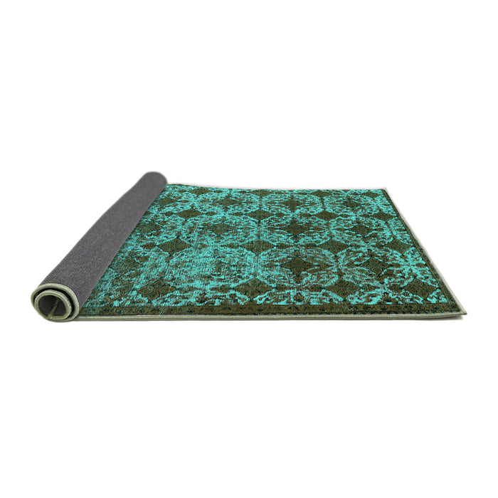 Sideview of Oriental Turquoise Industrial Rug, urb3248turq