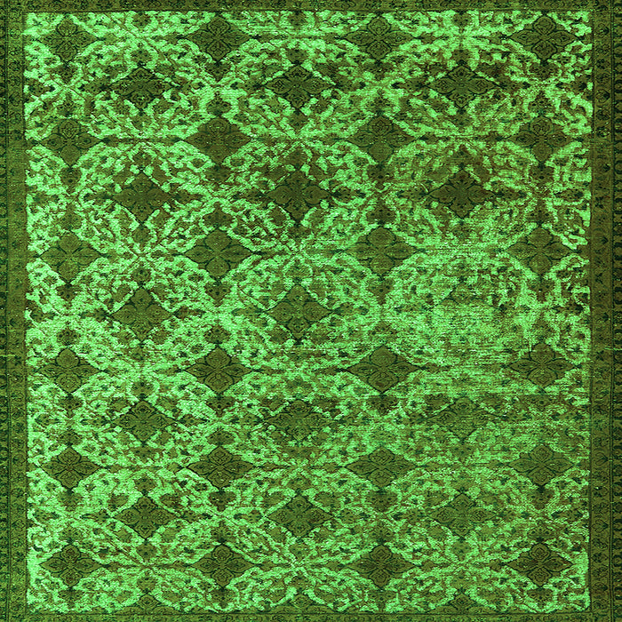 Square Machine Washable Oriental Green Industrial Area Rugs, wshurb3248grn