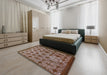 Mid-Century Modern Red Brown Oriental Rug in a Bedroom, urb3248