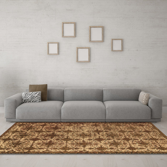 Machine Washable Oriental Brown Industrial Rug in a Living Room,, wshurb3248brn
