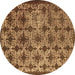 Round Oriental Brown Industrial Rug, urb3248brn