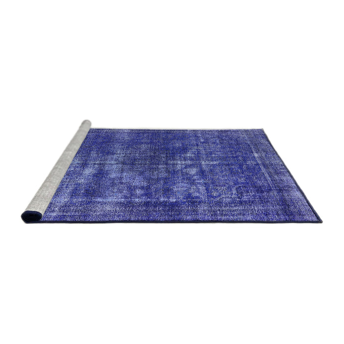 Sideview of Machine Washable Industrial Modern Blue Rug, wshurb3249