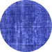 Round Oriental Blue Industrial Rug, urb3249blu