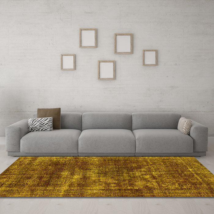 Machine Washable Oriental Yellow Industrial Rug in a Living Room, wshurb3249yw