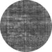 Round Machine Washable Oriental Gray Industrial Rug, wshurb3249gry