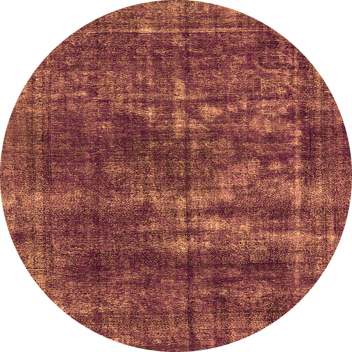 Round Machine Washable Oriental Orange Industrial Area Rugs, wshurb3249org