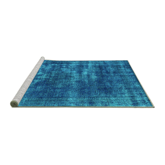 Sideview of Machine Washable Oriental Turquoise Industrial Area Rugs, wshurb3249turq