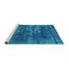 Sideview of Machine Washable Oriental Turquoise Industrial Area Rugs, wshurb3249turq