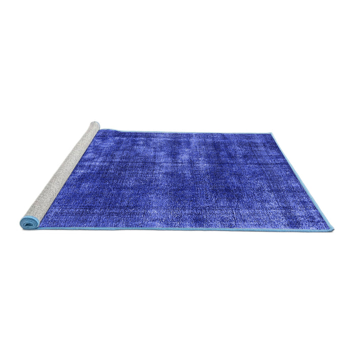 Sideview of Machine Washable Oriental Blue Industrial Rug, wshurb3249blu