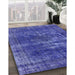 Mid-Century Modern Blue Oriental Rug in Family Room, urb3249