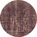 Round Oriental Brown Industrial Rug, urb3249brn