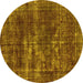 Round Oriental Yellow Industrial Rug, urb3249yw