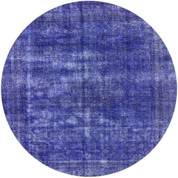 Round Mid-Century Modern Blue Oriental Rug, urb3249