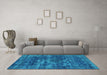 Machine Washable Oriental Turquoise Industrial Area Rugs in a Living Room,, wshurb3249turq