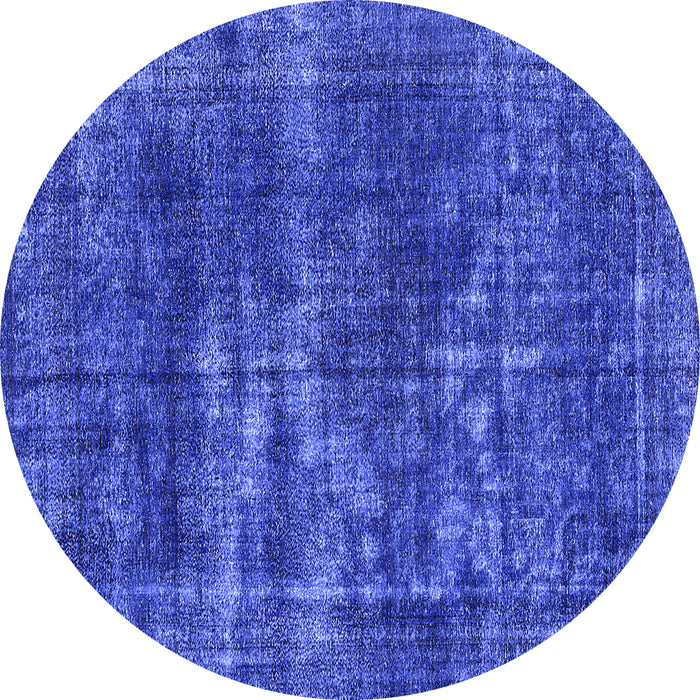 Round Machine Washable Oriental Blue Industrial Rug, wshurb3249blu