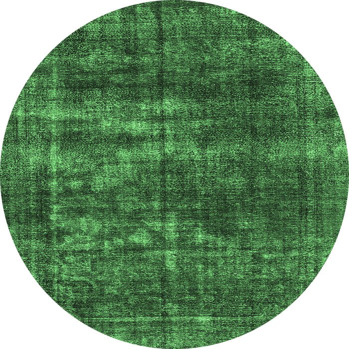 Round Machine Washable Oriental Emerald Green Industrial Area Rugs, wshurb3249emgrn