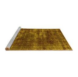 Sideview of Machine Washable Oriental Yellow Industrial Rug, wshurb3249yw
