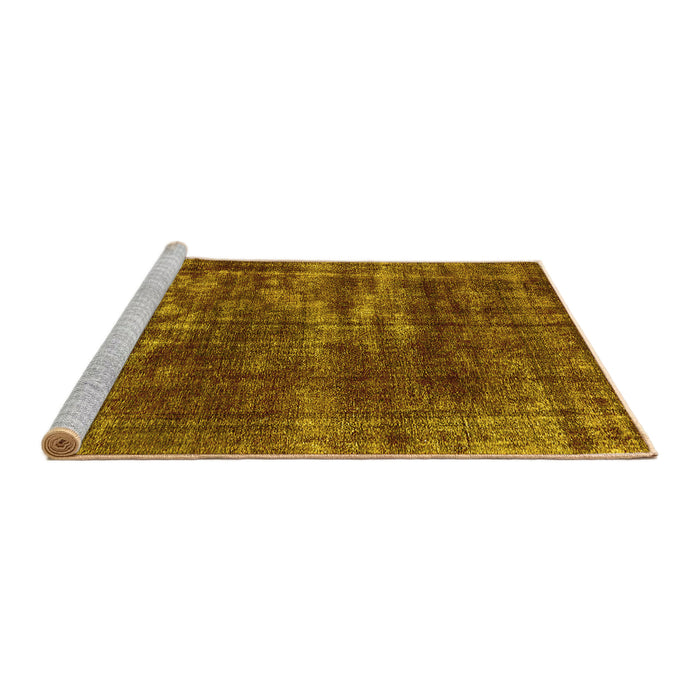 Sideview of Machine Washable Oriental Yellow Industrial Rug, wshurb3249yw