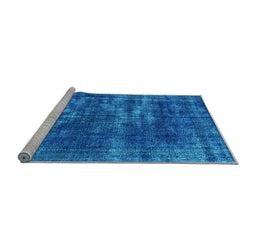 Sideview of Machine Washable Oriental Light Blue Industrial Rug, wshurb3249lblu