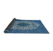 Sideview of Mid-Century Modern Iceberg Blue Oriental Rug, urb3250