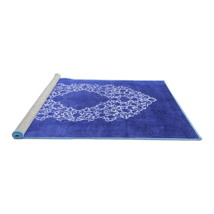 Sideview of Machine Washable Oriental Blue Industrial Rug, wshurb3250blu