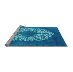 Sideview of Machine Washable Oriental Light Blue Industrial Rug, wshurb3250lblu