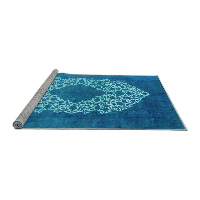 Sideview of Machine Washable Oriental Light Blue Industrial Rug, wshurb3250lblu