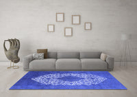 Machine Washable Oriental Blue Industrial Rug, wshurb3250blu