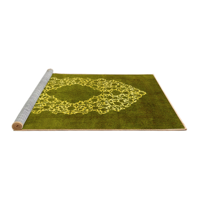 Sideview of Machine Washable Oriental Yellow Industrial Rug, wshurb3250yw