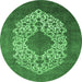 Round Oriental Emerald Green Industrial Rug, urb3250emgrn