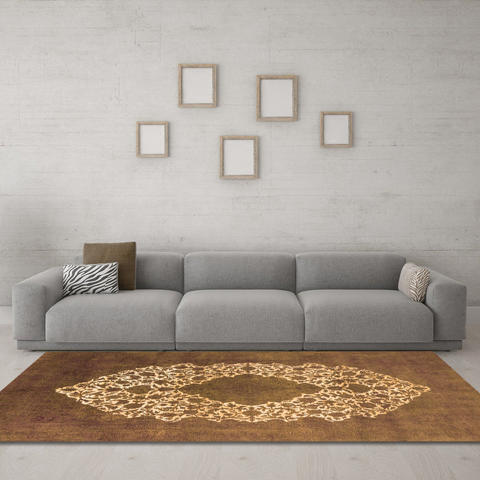 Machine Washable Oriental Orange Industrial Area Rugs in a Living Room, wshurb3250org
