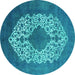 Round Oriental Turquoise Industrial Rug, urb3250turq