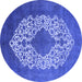 Round Machine Washable Oriental Blue Industrial Rug, wshurb3250blu