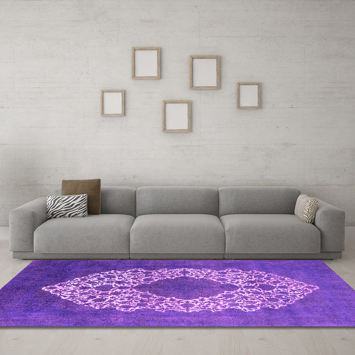 Machine Washable Oriental Pink Industrial Rug in a Living Room, wshurb3250pnk
