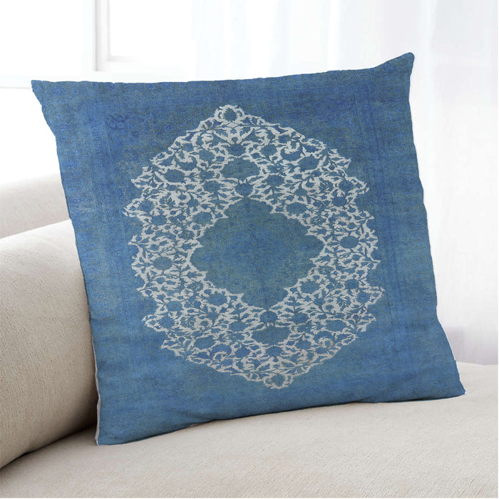 Lifestyle Image of Mid-Century Modern Urban Square Iceberg Blue Throw Pillow, 18 inch by 18 inch, pwurb3250