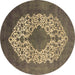 Round Oriental Brown Industrial Rug, urb3250brn