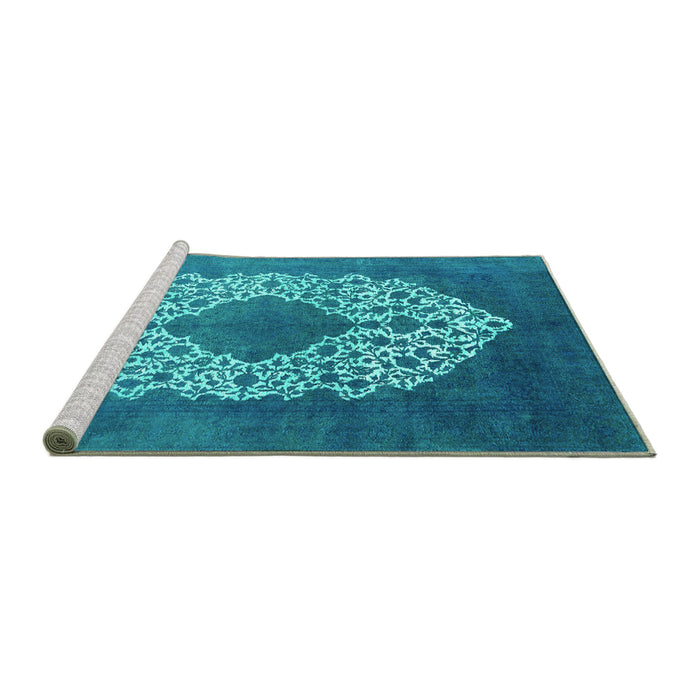 Sideview of Machine Washable Oriental Turquoise Industrial Area Rugs, wshurb3250turq