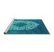 Sideview of Machine Washable Oriental Turquoise Industrial Area Rugs, wshurb3250turq