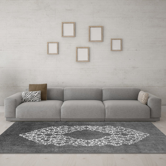 Machine Washable Oriental Gray Industrial Rug in a Living Room,, wshurb3250gry