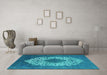 Machine Washable Oriental Turquoise Industrial Area Rugs in a Living Room,, wshurb3250turq