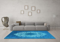 Machine Washable Oriental Light Blue Industrial Rug, wshurb3250lblu