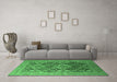 Machine Washable Oriental Emerald Green Industrial Area Rugs in a Living Room,, wshurb3251emgrn