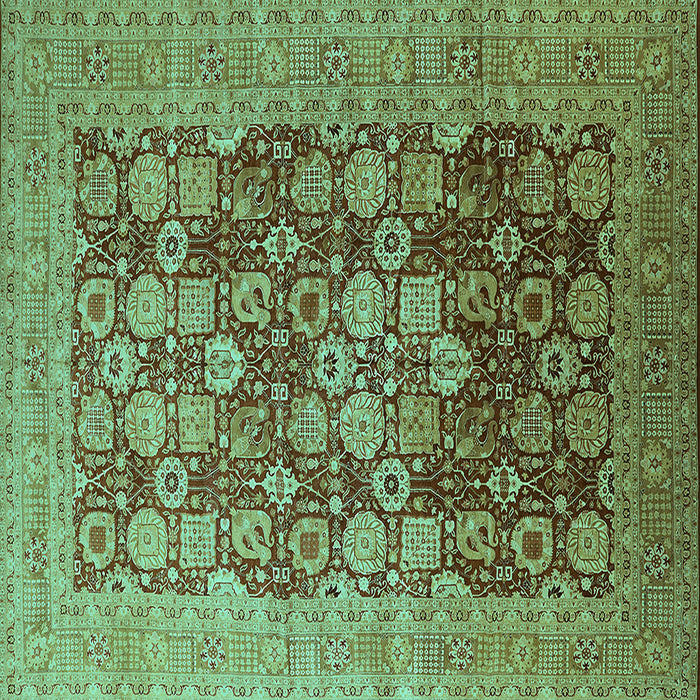 Square Oriental Turquoise Industrial Rug, urb3251turq