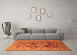 Machine Washable Oriental Orange Industrial Area Rugs in a Living Room, wshurb3251org