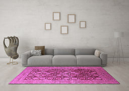 Machine Washable Oriental Purple Industrial Area Rugs in a Living Room, wshurb3251pur