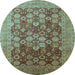 Round Oriental Light Blue Industrial Rug, urb3251lblu