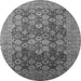 Round Machine Washable Oriental Gray Industrial Rug, wshurb3251gry