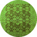 Round Oriental Green Industrial Rug, urb3251grn