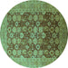 Round Oriental Turquoise Industrial Rug, urb3251turq